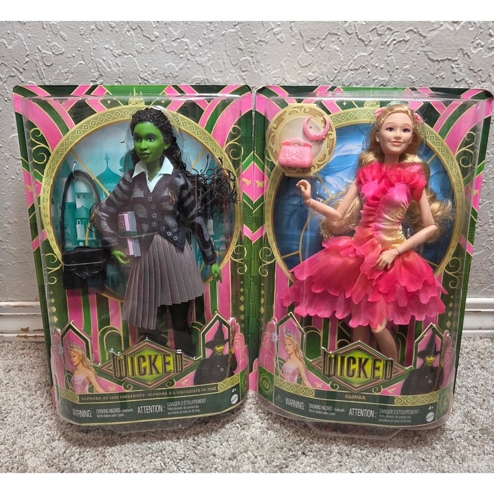 Wicked Elphaba Shiz University & Glinda Doll Bundle Mattel URL‎ Misprint Error